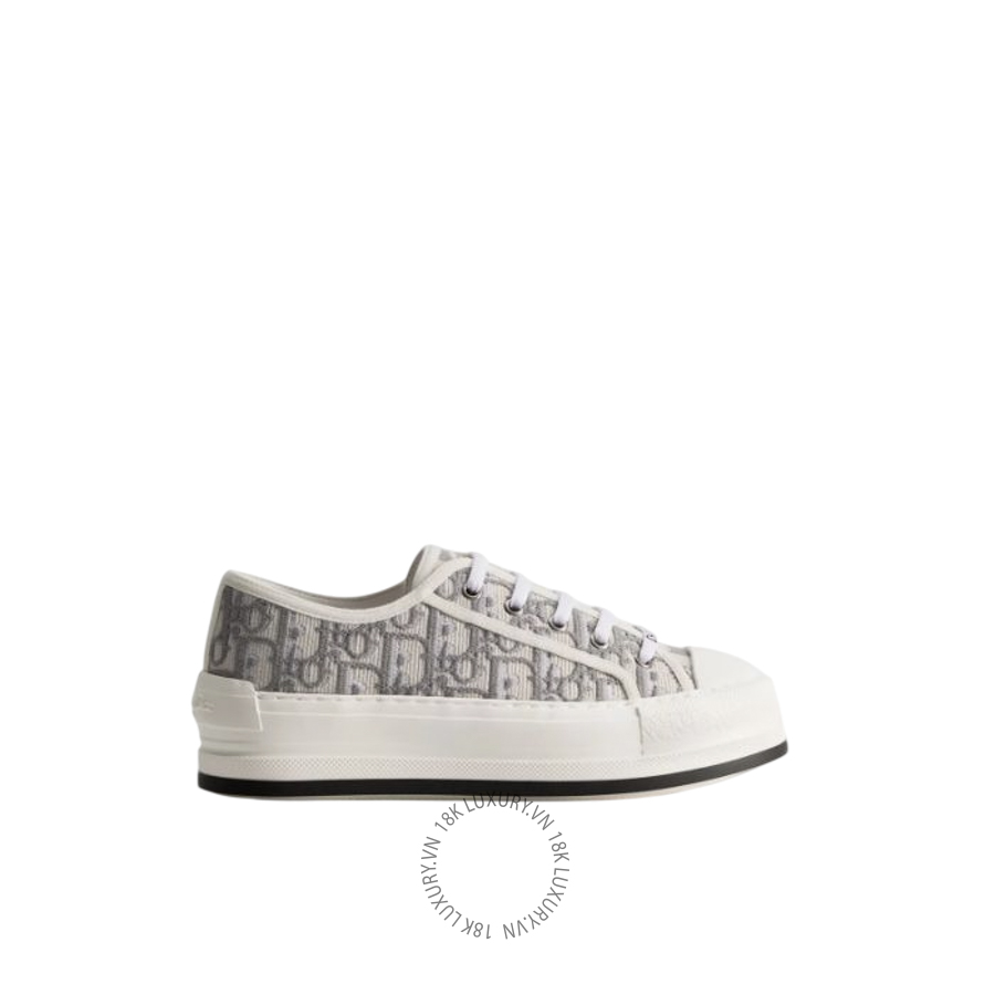 Giày Sneaker Walk'n'Dior Platform Stone Gray Dior Oblique Embroidered Cotton KCK385OBE_S33G WWHG059