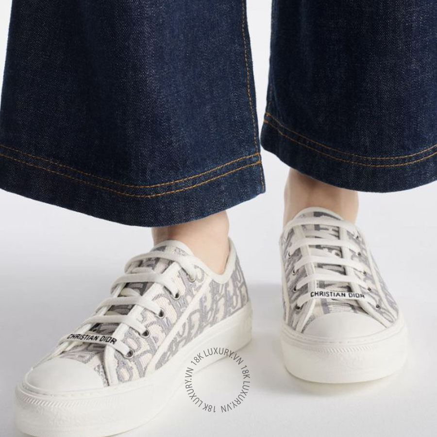Giày Sneaker Walk'n'Dior Stone Gray Dior Oblique Embroidered Cotton KCK211OBE_S33G WWHG060