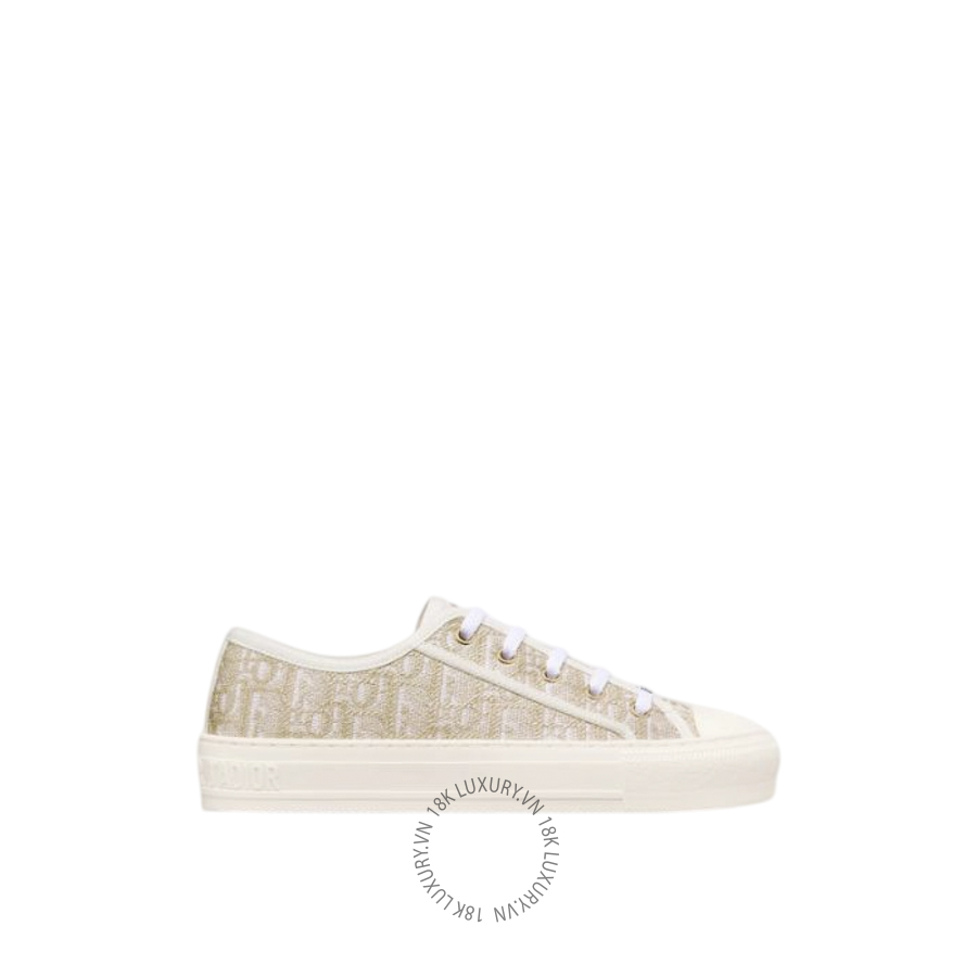 Giày Sneaker Walk'n'Dior White Cotton with Dior Oblique Embroidery in Gold-Tone Metallic Thread KCK211LOC_S49K WWHG065