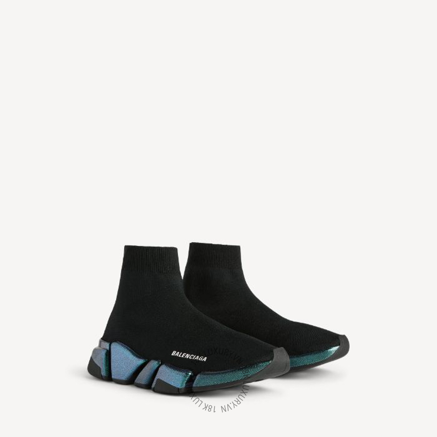 Giày Socks Sneaker Balenciaga Women's Speed 2.0 Iridescent in Black 617196W2DDB1040 BCA656