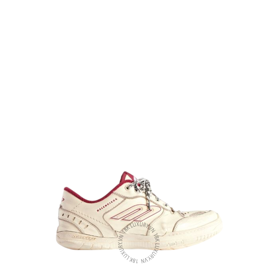 Giày Thể Thao Balenciaga Women's Hamptons Medium Worn-out Sneaker in Off White/red 841763WCURS9960 BCA728