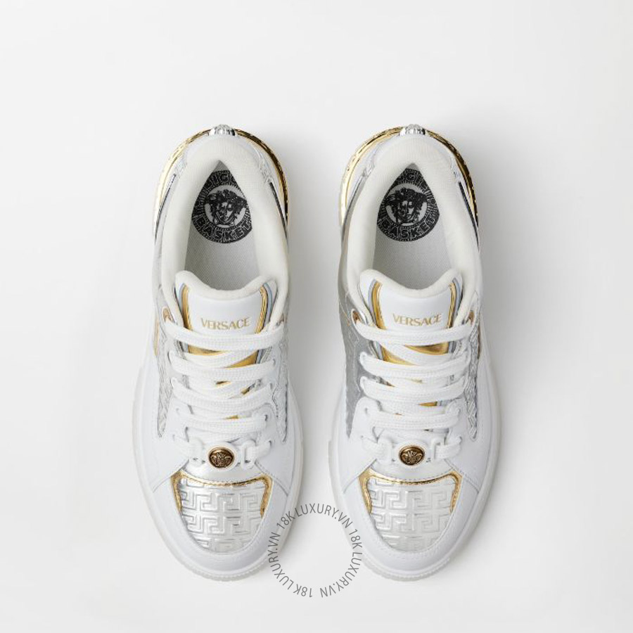 Giày Thể Thao Versace Biggie Basket Metallic Leather Sneakers 1025655-1A19158_6WP3J VSC366