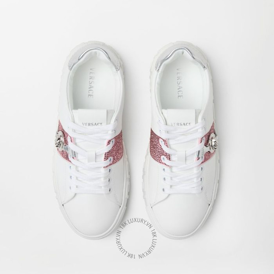 Giày Thể Thao Versace Greca Embellished Sneakers 1024653-1A19215_6WP4P VSC271