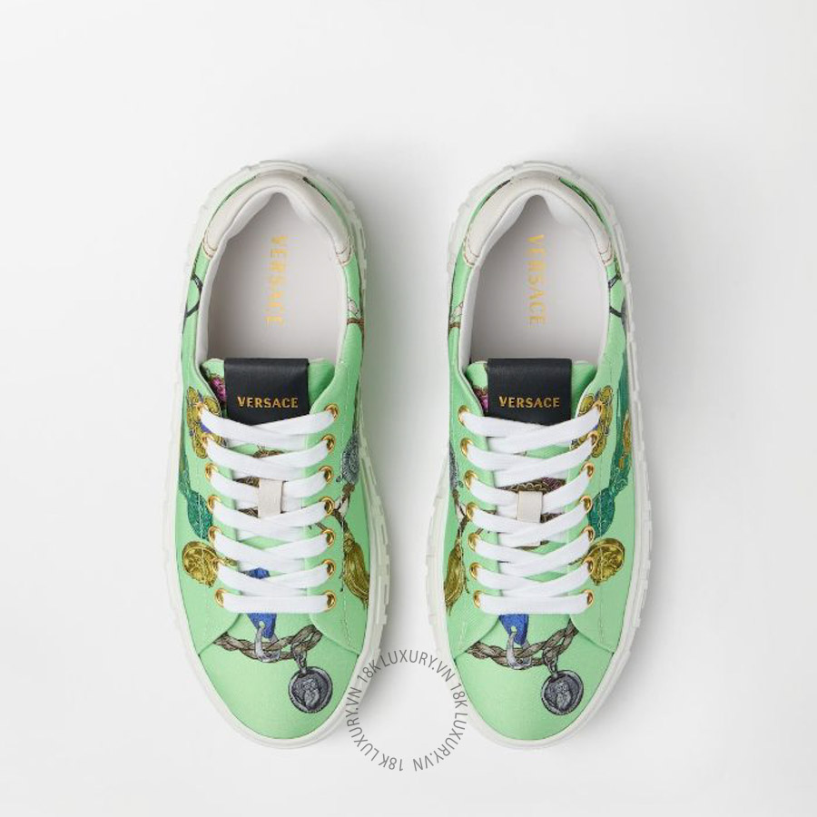 Giày Thể Thao Versace Greca Printed Canvas Sneakers 1024653-1A18999_5GE70 VSC327