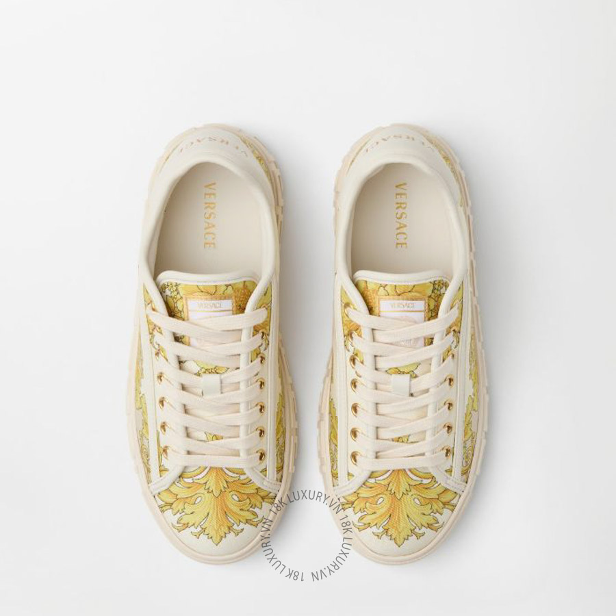 Giày Thể Thao Versace Greca Printed Silk Twill Sneakers 1013568-1A19221_5KA4V VSC330