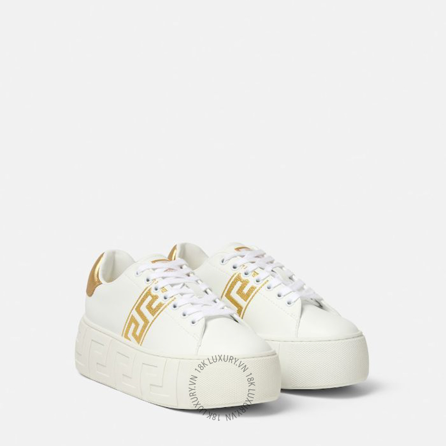 Giày Thể Thao Versace La Greca Embroidered Platform Sneakers 1022346-1A16935_2W110 VSC316