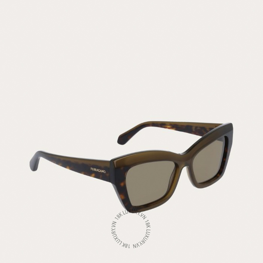 Kính mắt Salvatore Ferragamo Butterfly frame opaline khaki/dark tortoiseshell 51H065786658 CHRG081