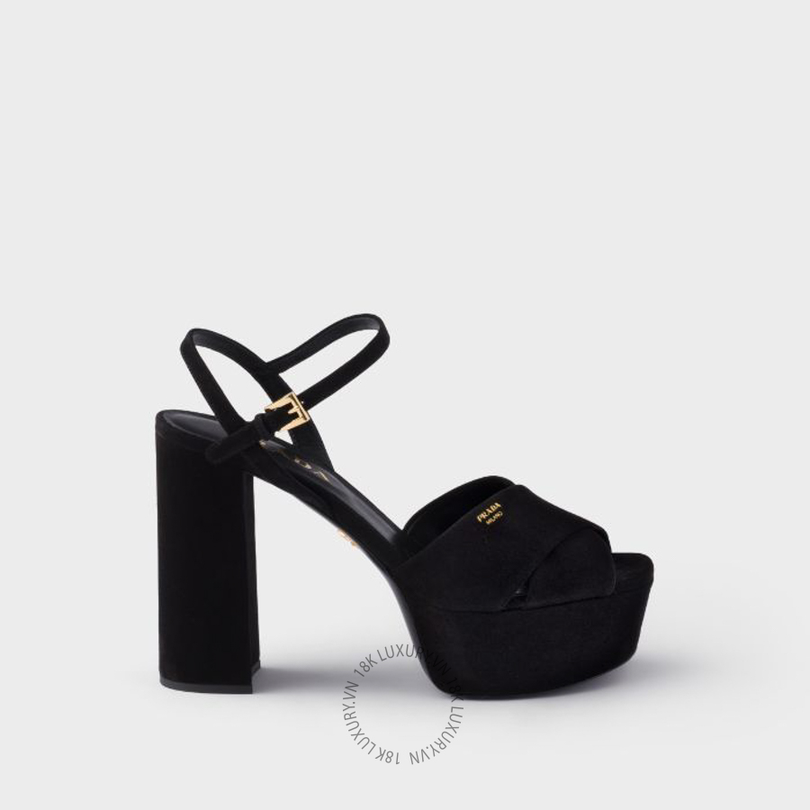 Sandal cao gót Prada Suede platform 1XP75B_008_F0002_F_115 NGPR282