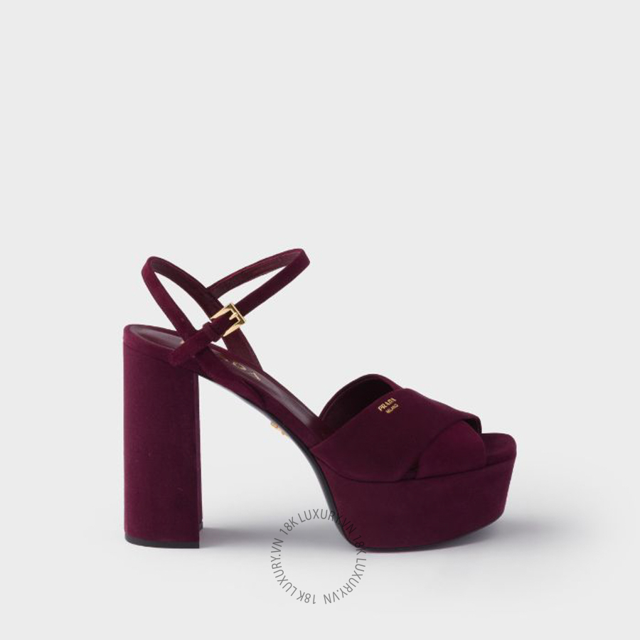 Sandal cao gót Prada Suede platform 1XP75B_008_F0007_F_115 NGPR283