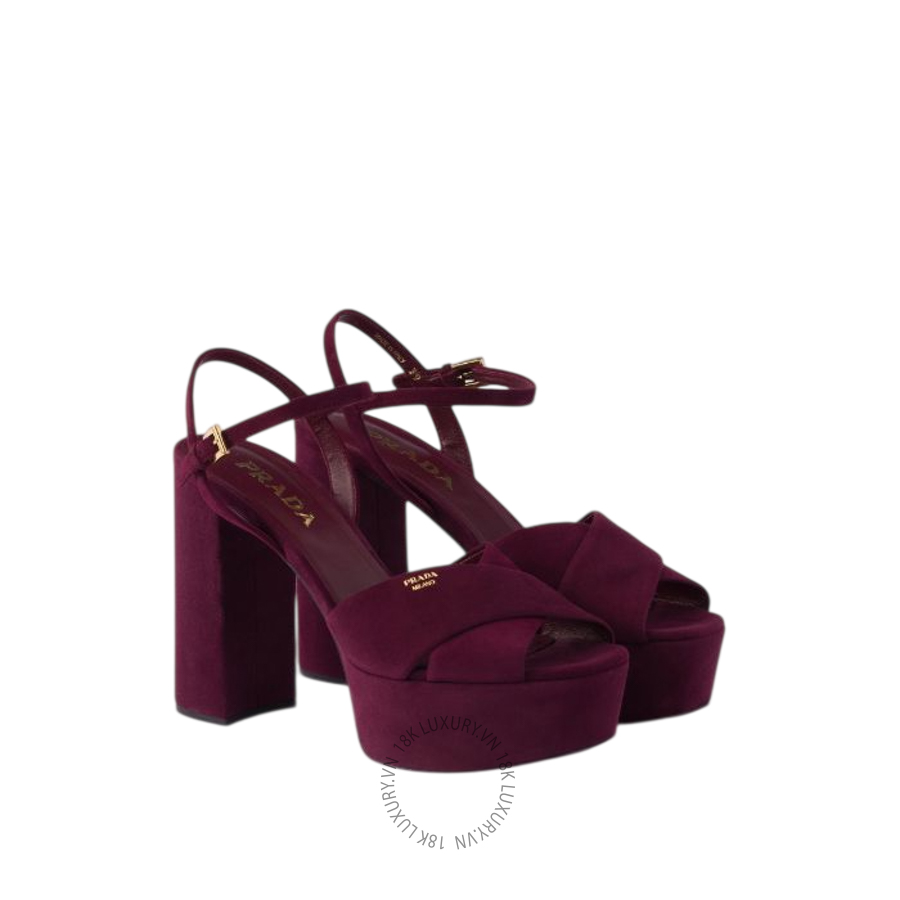 Sandal cao gót Prada Suede platform 1XP75B_008_F0007_F_115 NGPR283