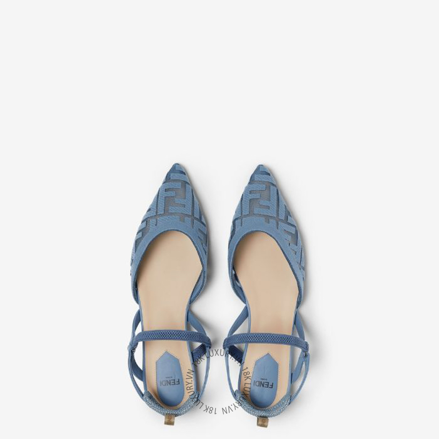 Sandal Fendi Colibrì Lite Light blue mesh flat slingbacks with FF embroidery 8J8559AY0MF1XHP NGFD031 11 Sandal Fendi Colibrì Lite Light blue mesh flat slingbacks with FF embroidery 8J8559AY0MF1XHP NGFD031