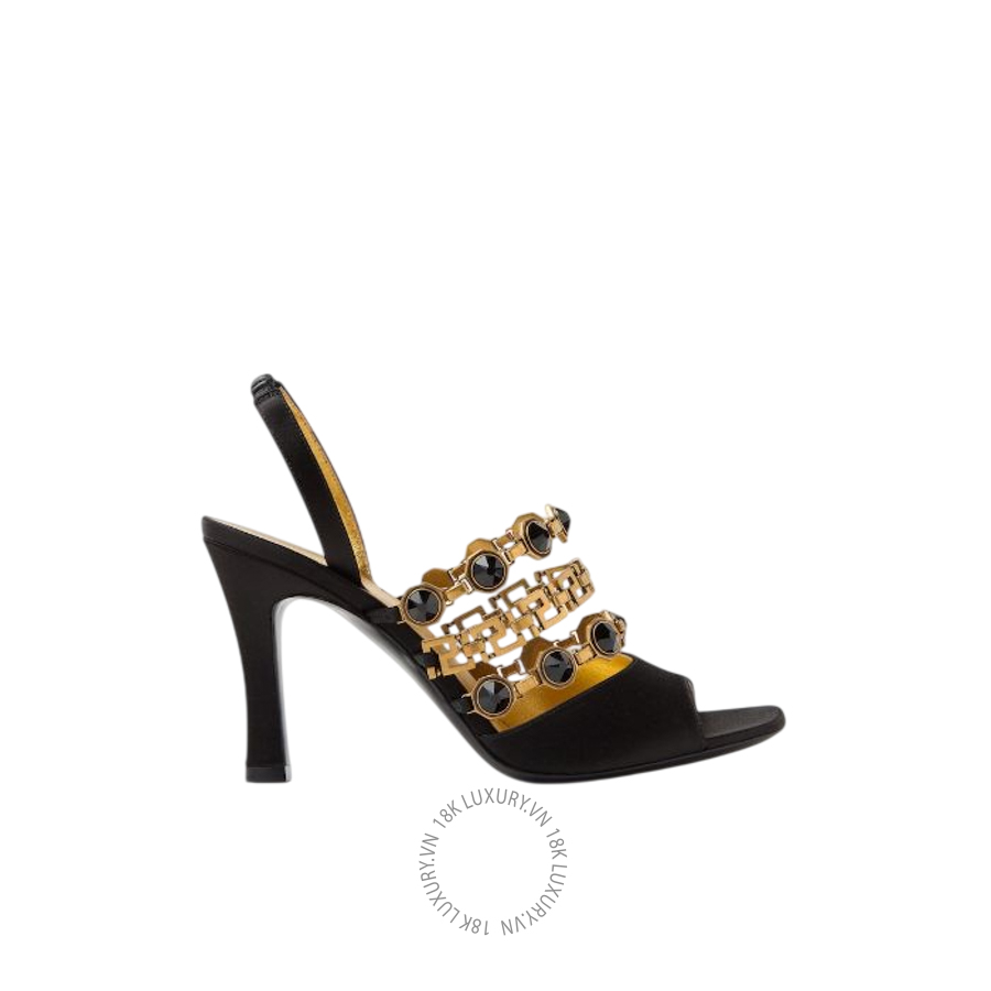 Sandals Cao Gót Versace Gemma Satin Sandals 90 mm 1025590-1A00619_1B55J VSC221