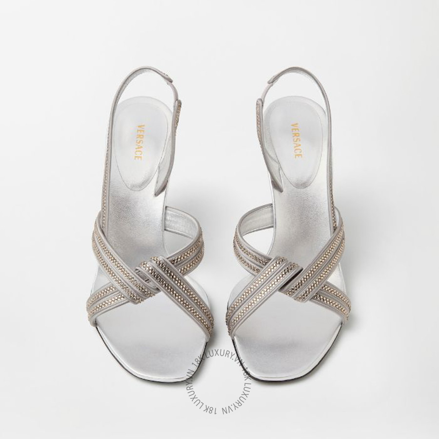 Sandals Cao Gót Versace Gianni Embellished Nappa & Satin Slingbacks 90 mm 1026955-1A00868_1E98G VSC237