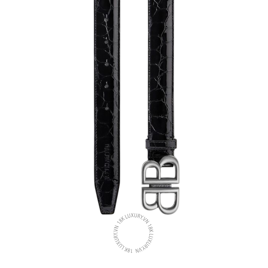 Thắt Lưng Balenciaga Women's Monaco Belt Crocodile Embossed in Black 7660312AAW21000 BCA833