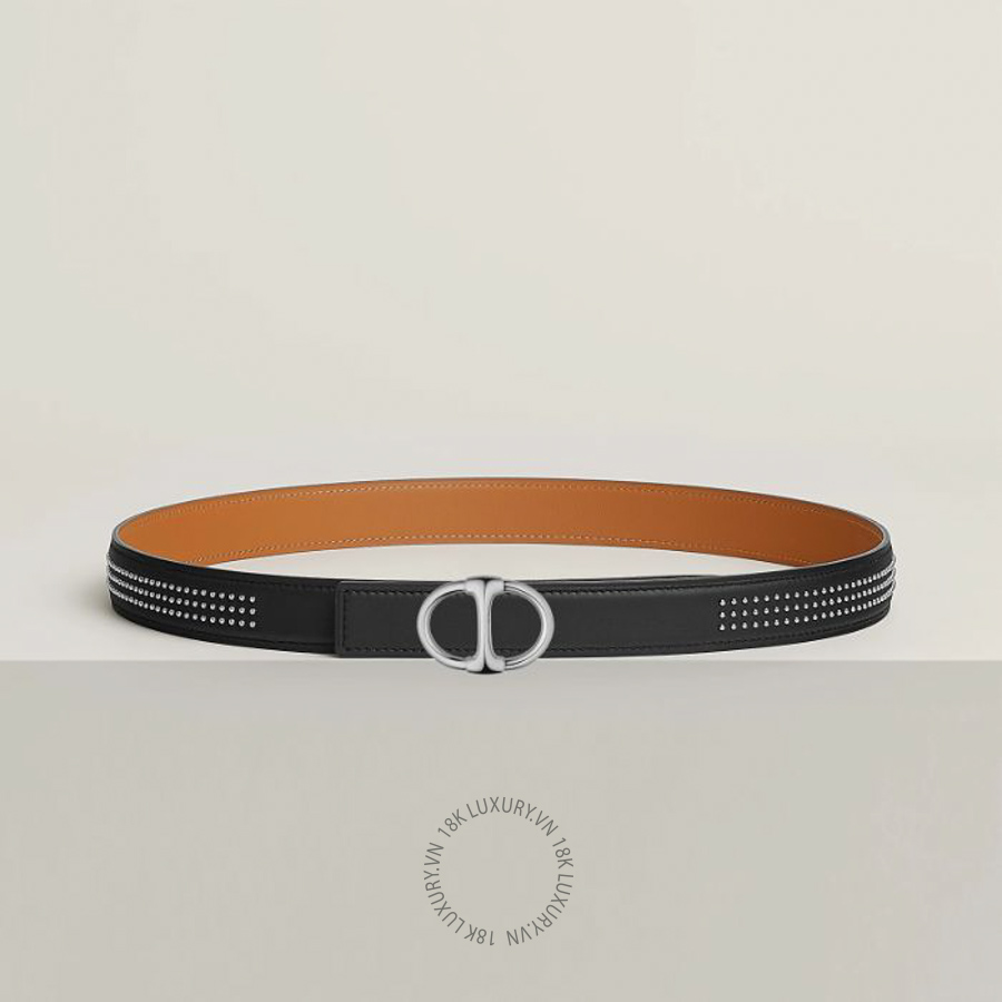 Thắt lưng Hermes Ancre Mors belt buckle & Leather strap 24 mm noir H012344UK05 MHM565