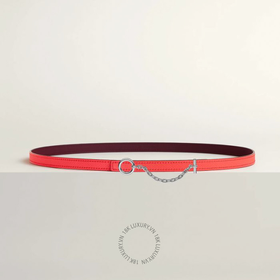 Thắt lưng Hermes Carrousel belt buckle & Leather strap 13 mm bordeaux/rose Texas H081081CK05 MHM582