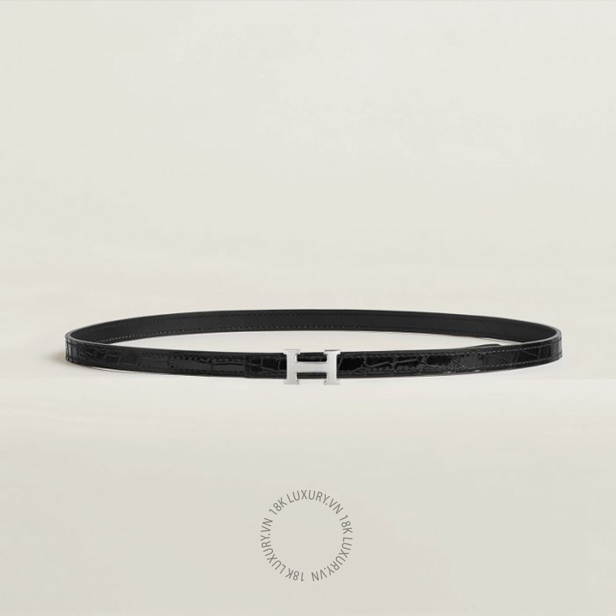 Thắt lưng Hermes Carrousel belt buckle & Leather strap 13 mm Mini 5382 Metallic finish Silver H081081CK05 MHM575