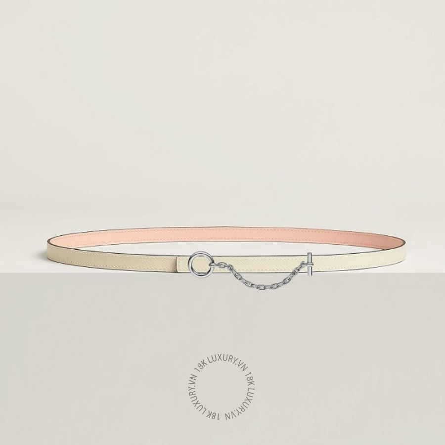 Thắt lưng Hermes Carrousel belt buckle & Leather strap 13 mm rose églantine/craie H081081CK05 MHM580