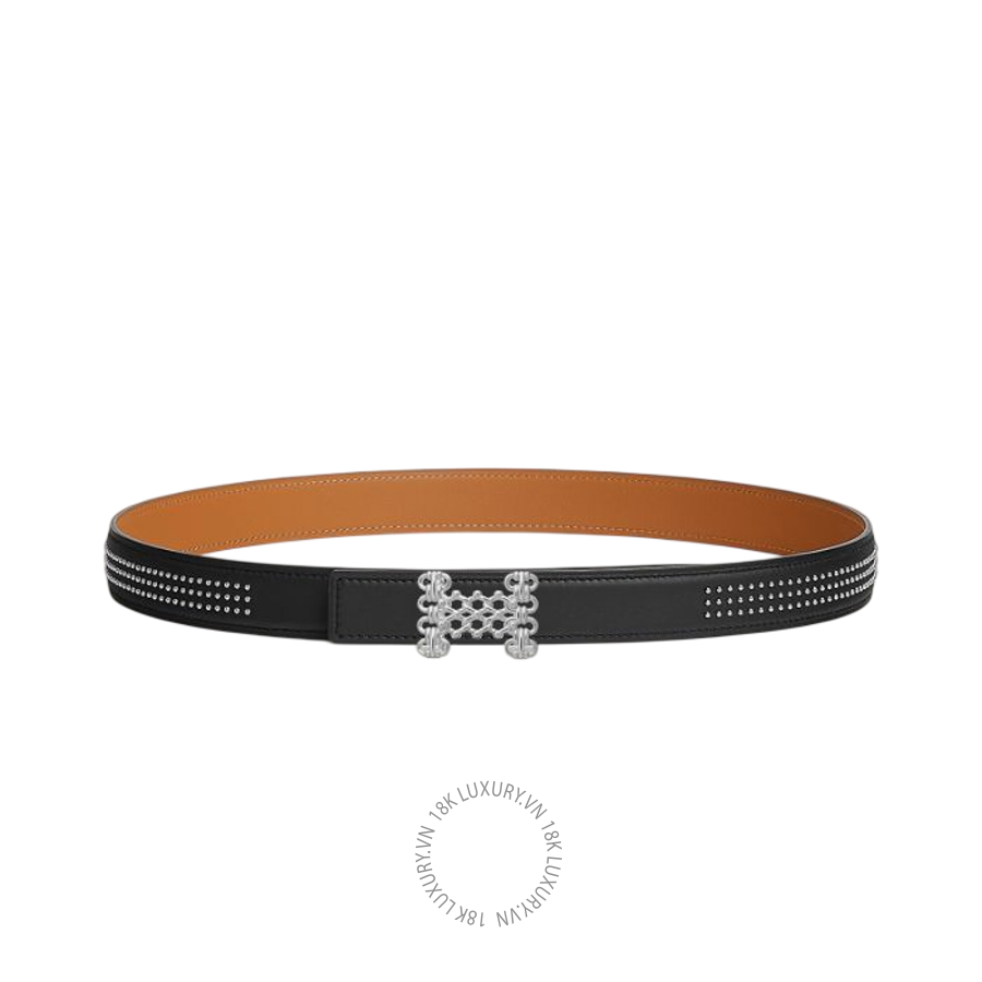 Thắt lưng Hermes H Entrelacs belt buckle & Leather strap 24 mm Silver H011863US01 MHM552