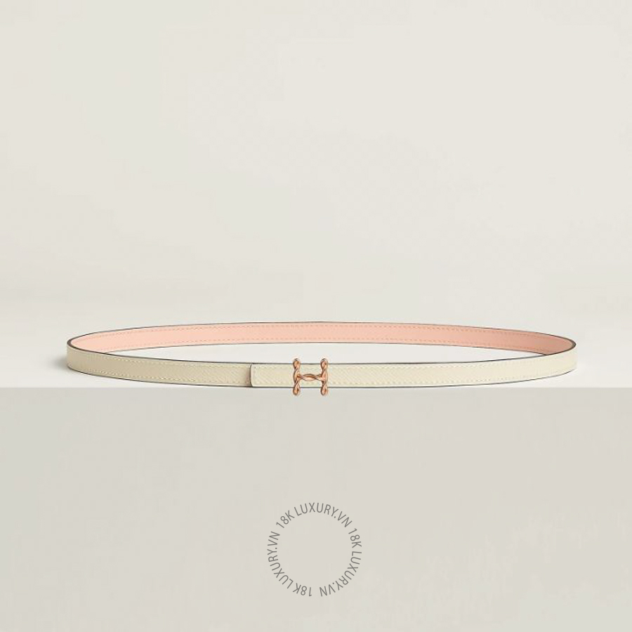 Thắt lưng Hermes H Torsade belt buckle & Leather strap 13 mm rose églantine/craie H010384CDZ2 MHM610