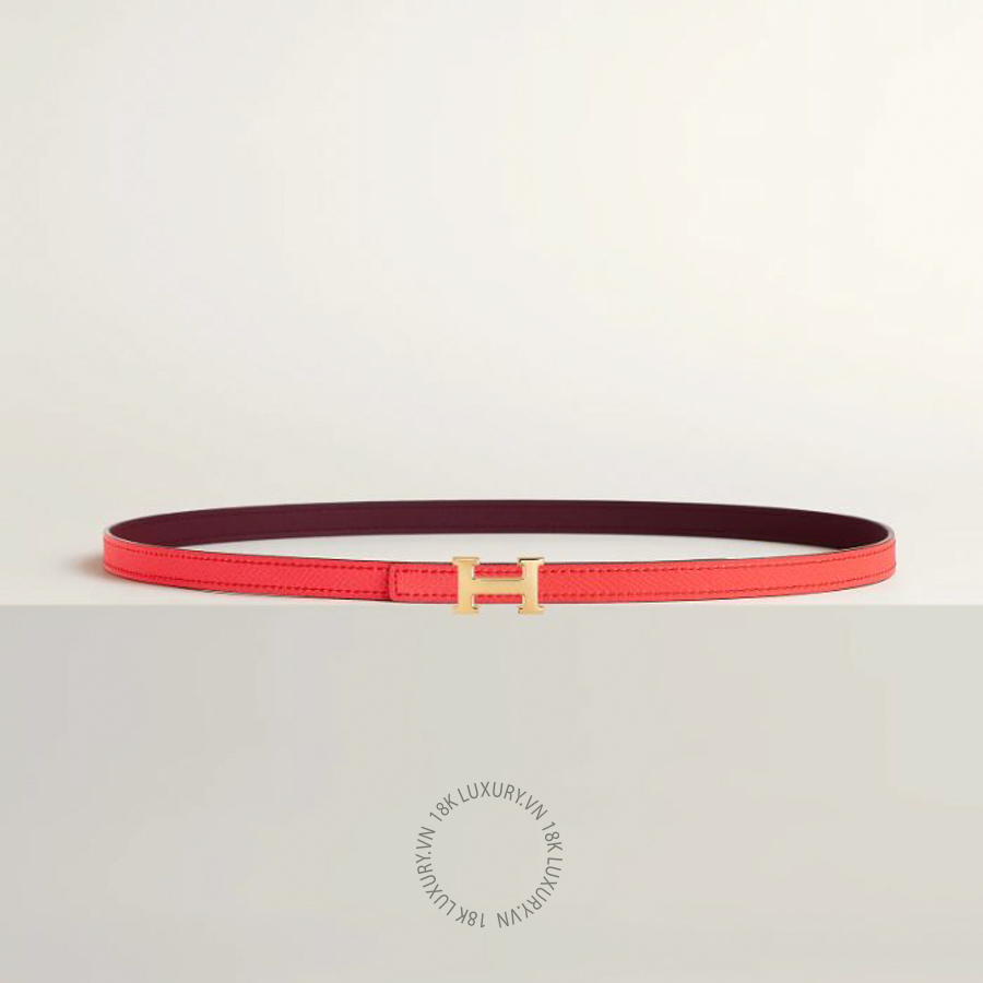 Thắt lưng Hermes Mini 5382 belt buckle & Leather strap 13 mm bordeaux/rose Texas H010614UC06 MHM598