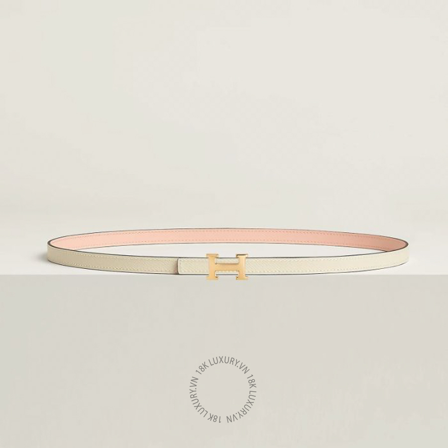Thắt lưng Hermes Mini 5382 belt buckle & Leather strap 13 mm rose églantine/craie H010614UC06 MHM596