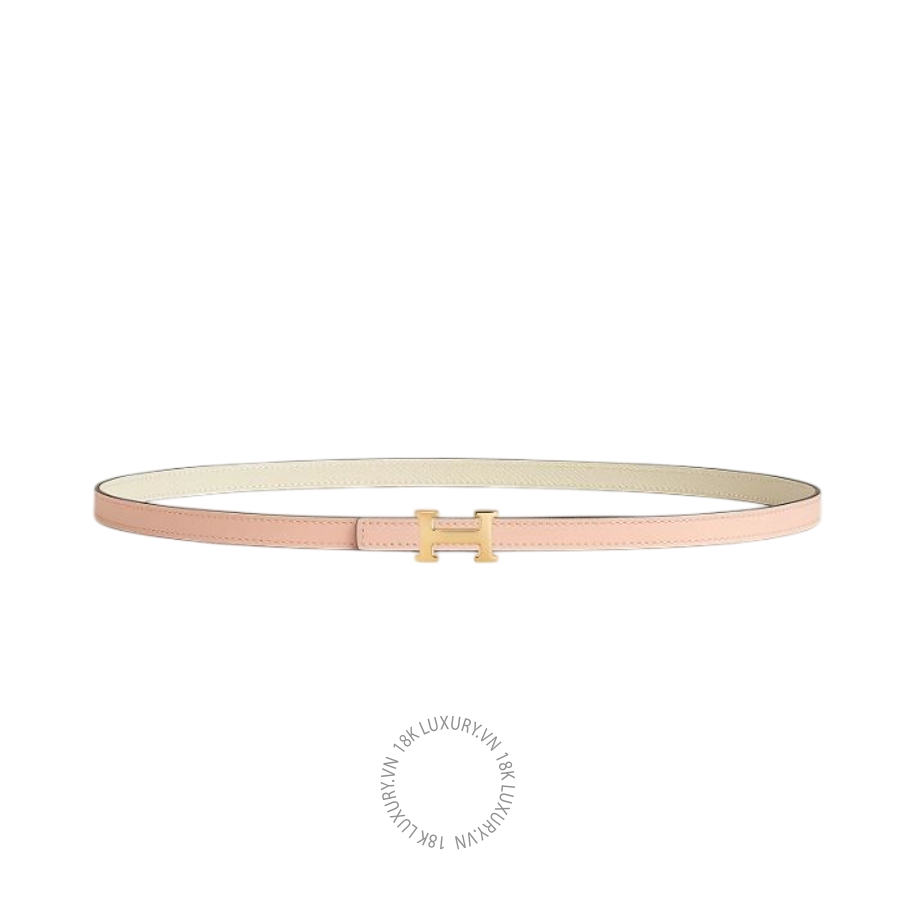 Thắt lưng Hermes Mini 5382 belt buckle & Leather strap 13 mm rose églantine/craie H010614UC06 MHM596
