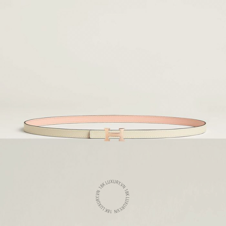 Thắt lưng Hermes Mini 5382 belt buckle & Leather strap 13 mm rose églantine/craie H010614UDZ2 MHM614