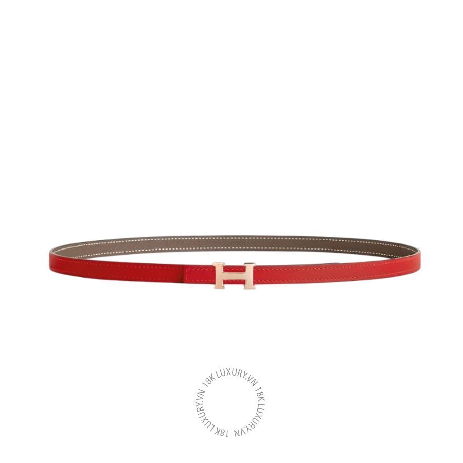 Thắt lưng Hermes Mini 5382 belt buckle & Leather strap 13 mm rouge radieux/étoupe H010614UDZ2 MHM615