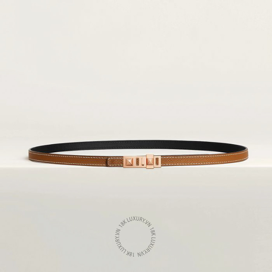 Thắt lưng Hermes Mini 5382 belt buckle & Reversible leather strap 13 mm Collier de Chien Metallic finish Rose gold H010614UDZ2 MHM618