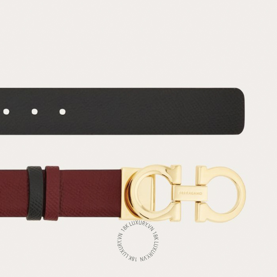 Thắt lưng Salvatore Ferragamo Adjustable and reversible Gancini belt burgundy/black 23A565780393 CGNA048
