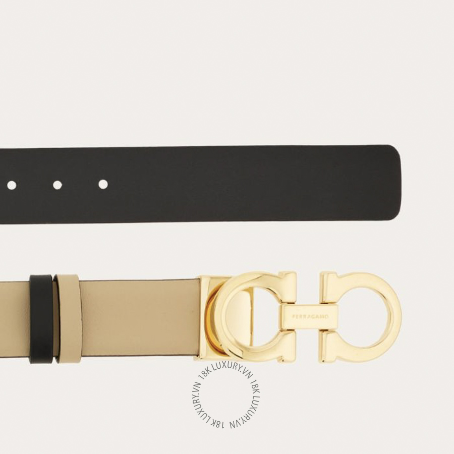 Thắt lưng Salvatore Ferragamo Adjustable and reversible Gancini belt Stone/black 23A565780373 CGNA057