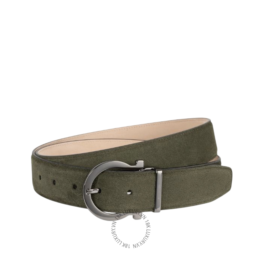 Thắt lưng Salvatore Ferragamo adjustable belt with gancini loden green 670386796672 HEGH066