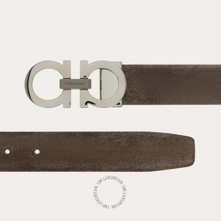 Thắt lưng Salvatore Ferragamo adjustable gancini belt elephant grey 670385796525 HEGH032