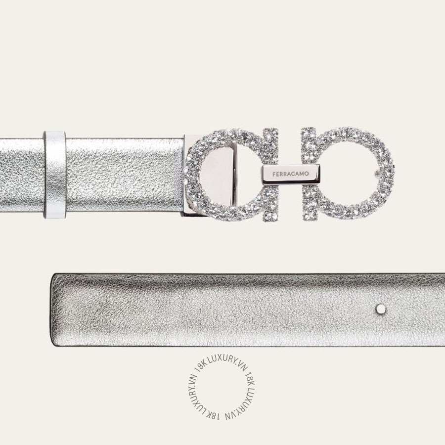 Thắt lưng Salvatore Ferragamo Adjustable Gancini belt silver 23b727746845 CGNA065