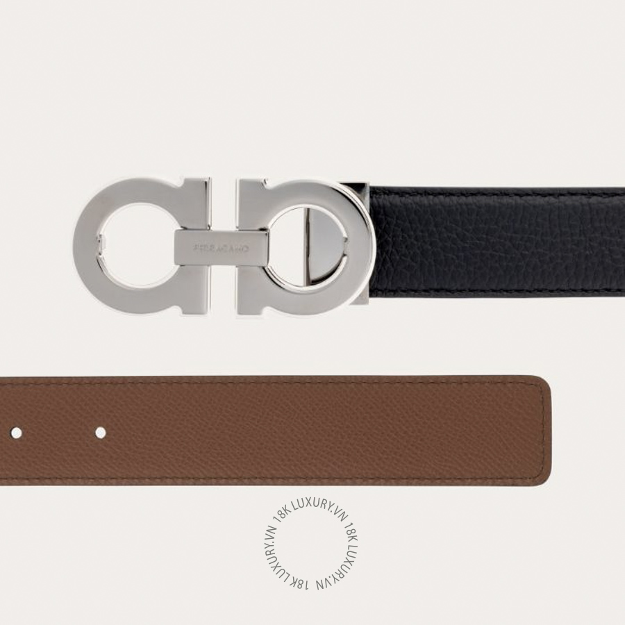 Thắt lưng Salvatore Ferragamo belt box with gancini switch buckle black/dark navy blue 670671796372 HEGH092