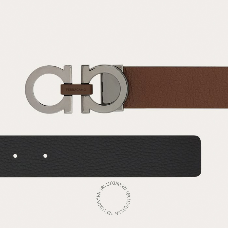 Thắt lưng Salvatore Ferragamo gancini reversible and adjustable belt black/brown 670391797448 HEGH002