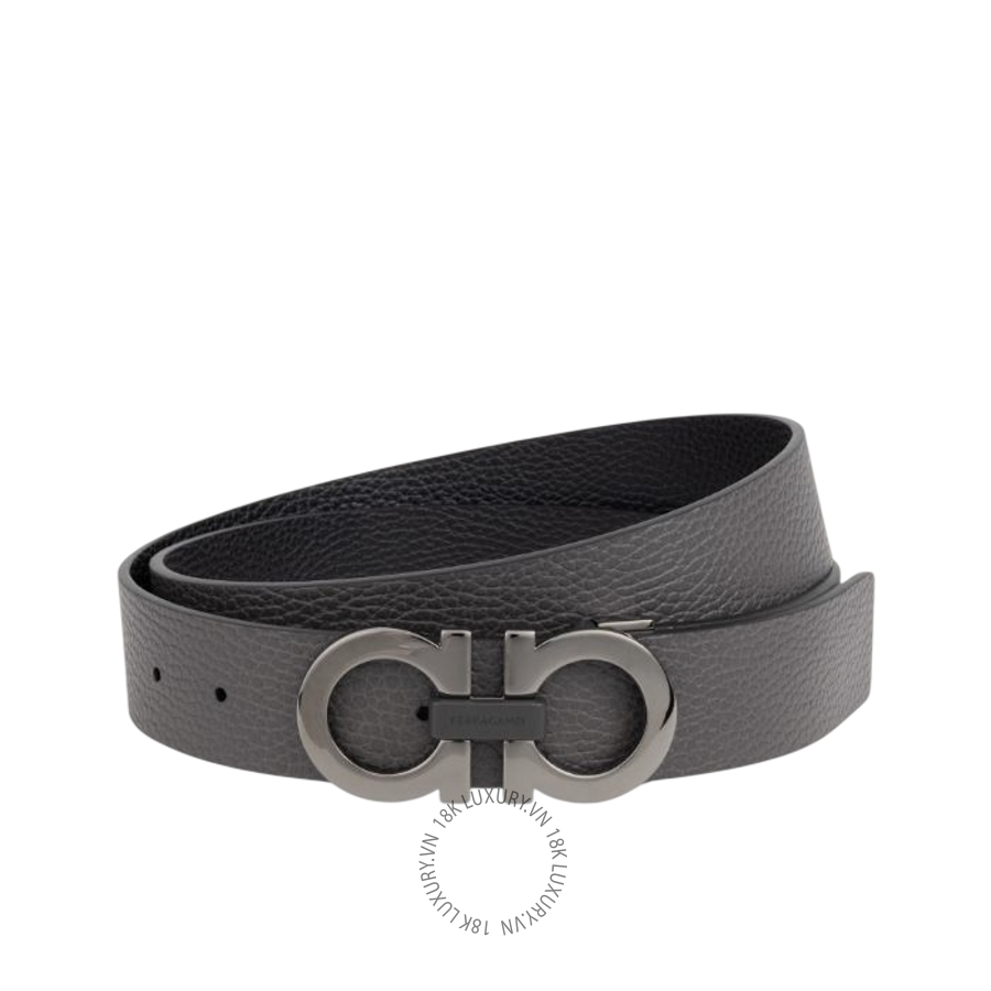 Thắt lưng Salvatore Ferragamo gancini reversible and adjustable belt daytona gray/black 670391797455 HEGH003