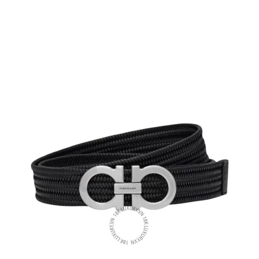 Thắt lưng Salvatore Ferragamo gancini stretch belt black 670737795604 HEGH124