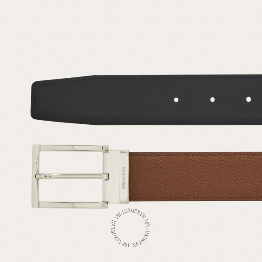 Thắt lưng Salvatore Ferragamo reversible and adjustable belt with rectangular buckle briar/black 679497764151 HEGH041