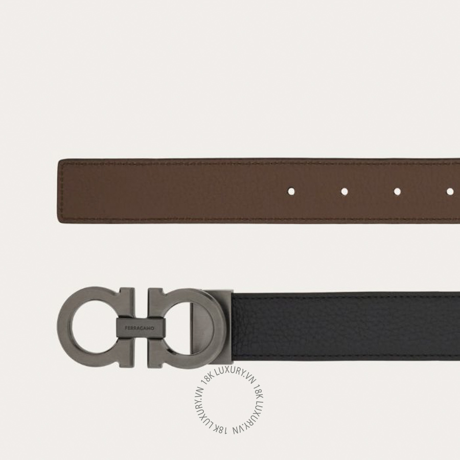 Thắt lưng Salvatore Ferragamo reversible and adjustable gancini belt black/clay 670428780486 HEGH073