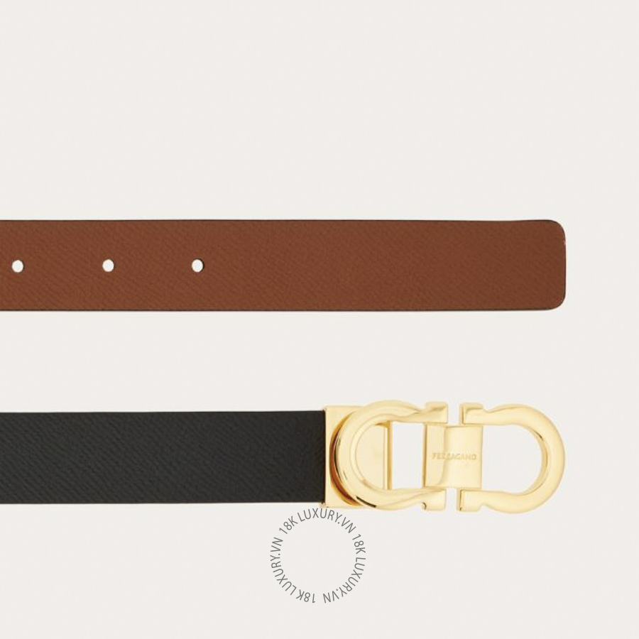 Thắt lưng Salvatore Ferragamo Reversible and adjustable Gancini belt black/cognac 230294780407 CGNA040