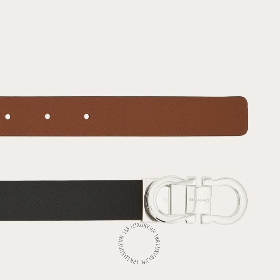 Thắt lưng Salvatore Ferragamo Reversible and adjustable Gancini belt black/cognac 230294781810 CGNA037
