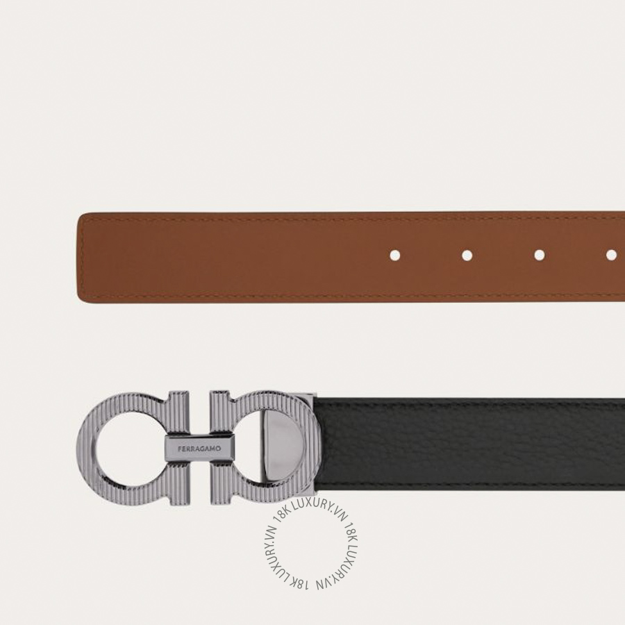 Thắt lưng Salvatore Ferragamo reversible and adjustable gancini belt black/cognac 670574786347 HEGH143