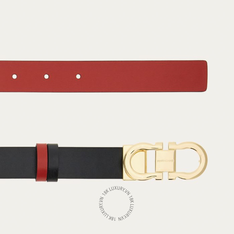 Thắt lưng Salvatore Ferragamo Reversible and adjustable Gancini belt black/flame red 230294771068 CGNA002