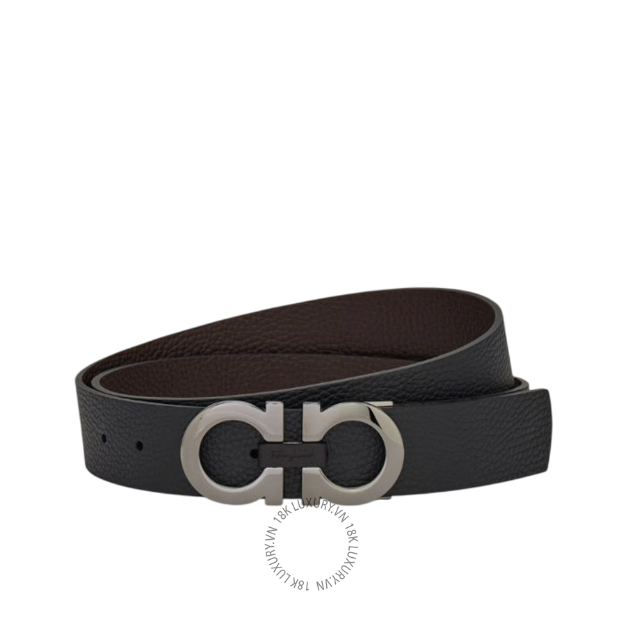 Thắt lưng Salvatore Ferragamo reversible and adjustable gancini belt black/hickory 678783476361 HEGH131