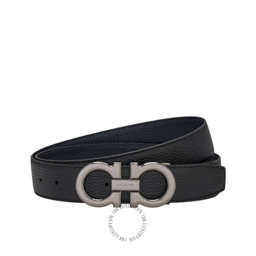 Thắt lưng Salvatore Ferragamo reversible and adjustable gancini belt black/marine blue 679710687611 HEGH119