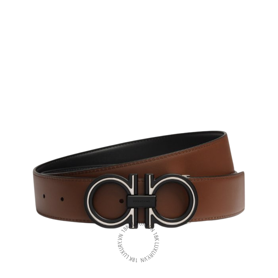 Thắt lưng Salvatore Ferragamo reversible and adjustable gancini belt black/midbrown 670724793848 HEGH014