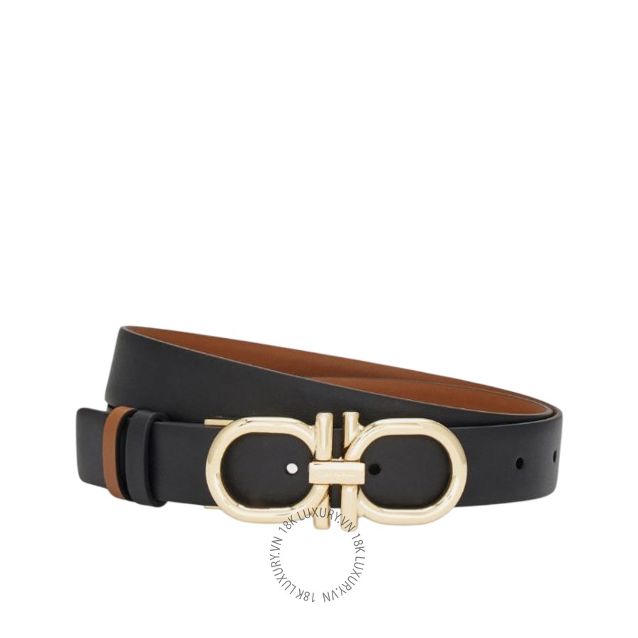 Thắt lưng Salvatore Ferragamo Reversible and adjustable Gancini belt black/natural 230458790123 CGNA020