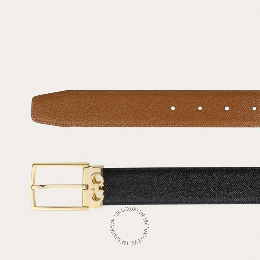 Thắt lưng Salvatore Ferragamo reversible and adjustable gancini belt black/natural brown 67a037790180 HEGH025